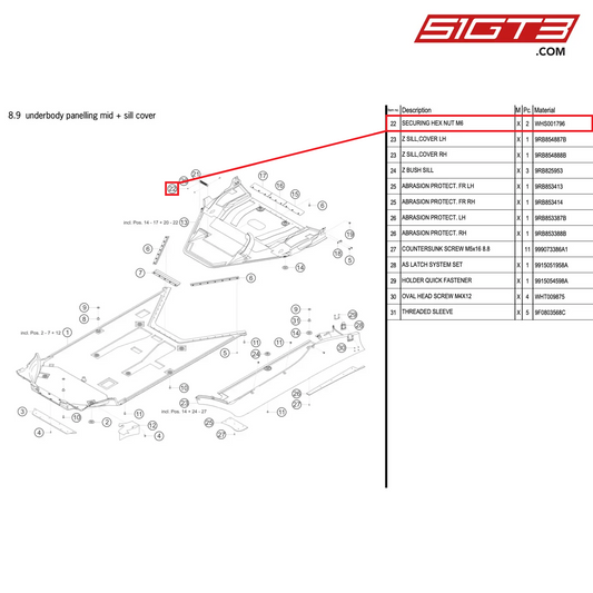 SECURING HEX NUT M6 - WHS001796 [PORSCHE 992.1 GT3 R]