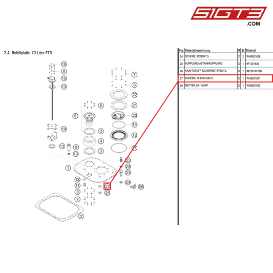 WASHER 19.4X33.5X2.3 - WHS001801 [PORSCHE Cayman 981 GT4 Clubsport]