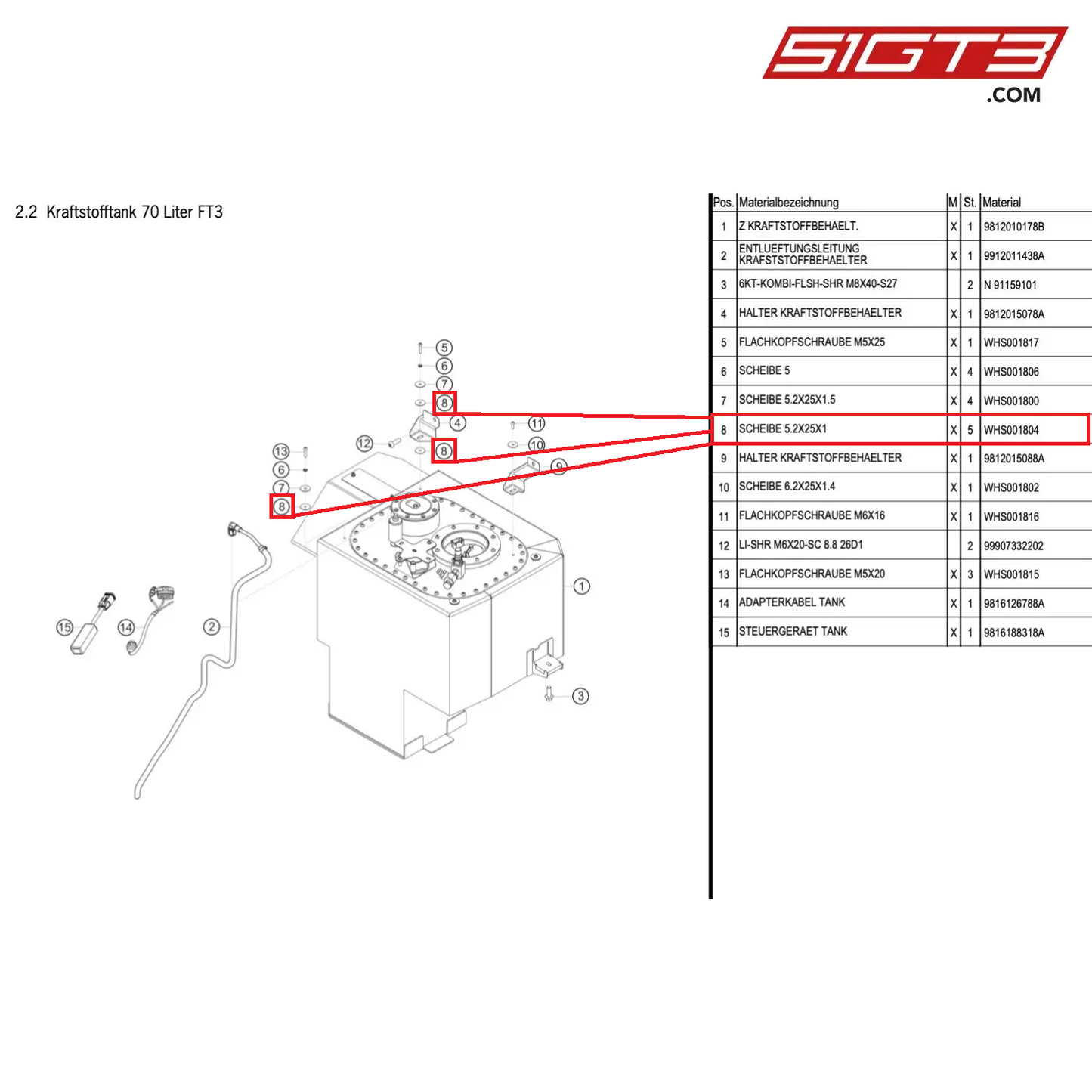 WASHER 5.2X25X1 - WHS001804 [PORSCHE Cayman 981 GT4 Clubsport]