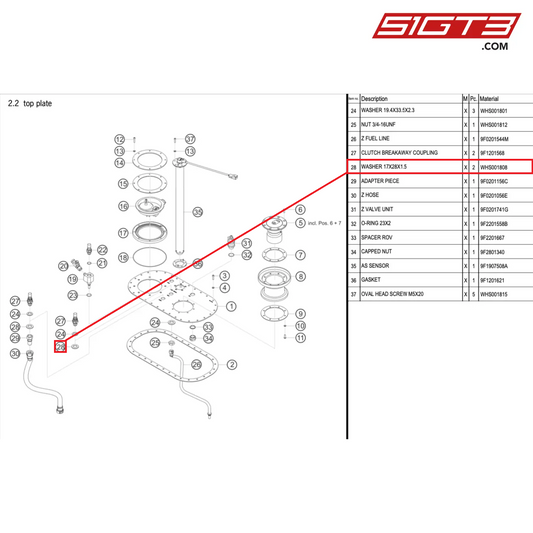 WASHER 17X28X1.5 - WHS001808 [PORSCHE 992.1 GT3 Cup]
