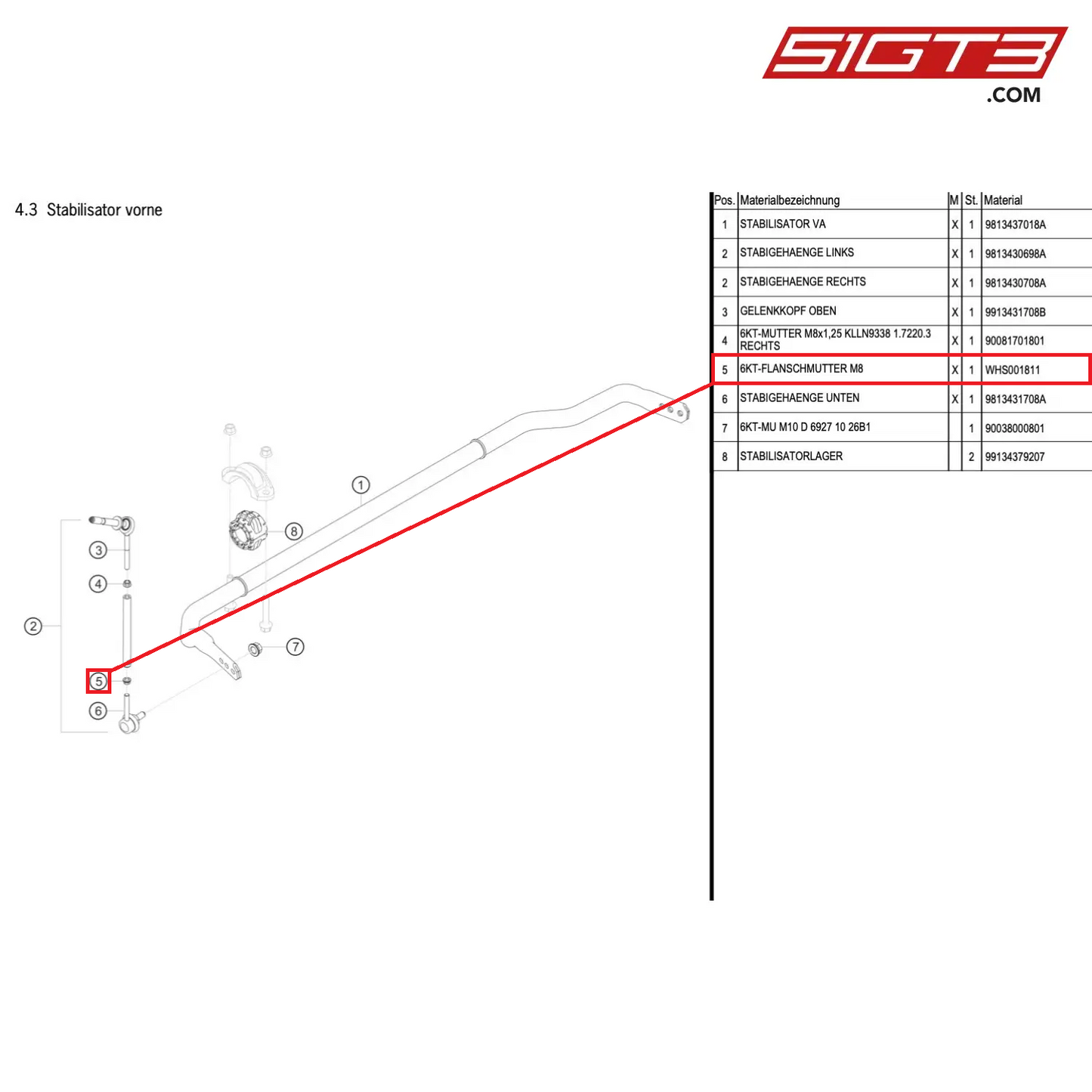 HEXAGON FLANGE NUT - WHS001811 [PORSCHE Cayman 981 GT4 Clubsport]