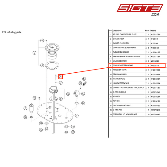 OVAL HEAD SCREW M5X40 - WHS001818 [PORSCHE 991.1 GT3 Cup (2017)]