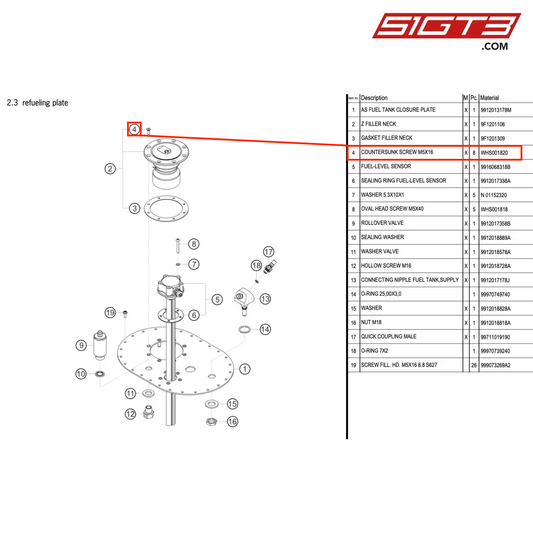 COUNTERSUNK SCREW M5X16 - WHS001820 [PORSCHE 991.1 GT3 Cup (2017)]