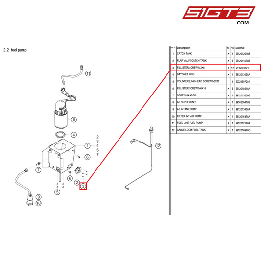 FILLISTER SCREW M3X8 - WHS001821 [PORSCHE 991.1 GT3 Cup (2017)]