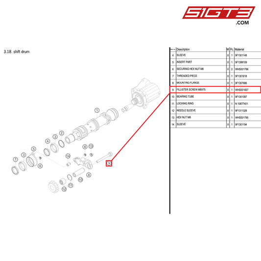 FILLISTER SCREW M8X75 - WHS001837 [PORSCHE 992.1 GT3 R]