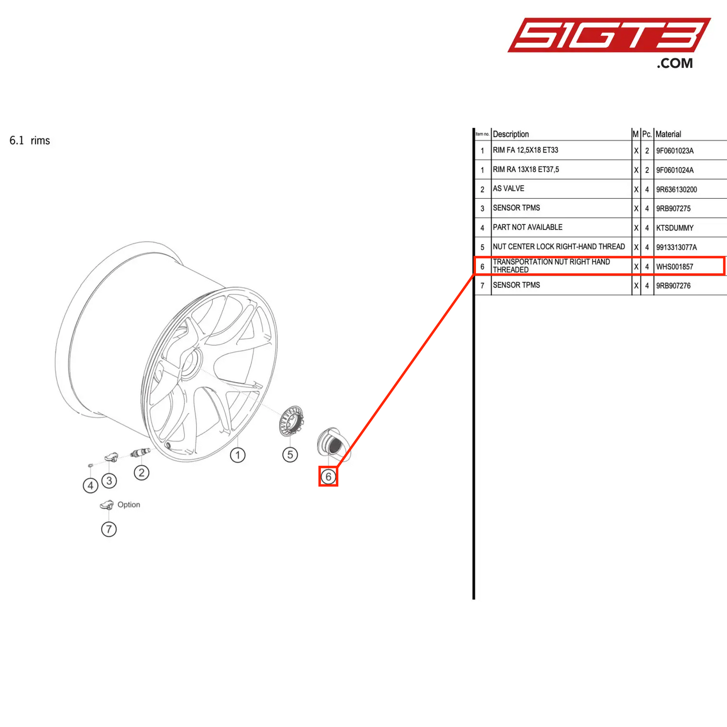 TRANSPORTATION NUT RIGHT HAND THREADED - WHS001857 [PORSCHE 992.1 GT3 R]