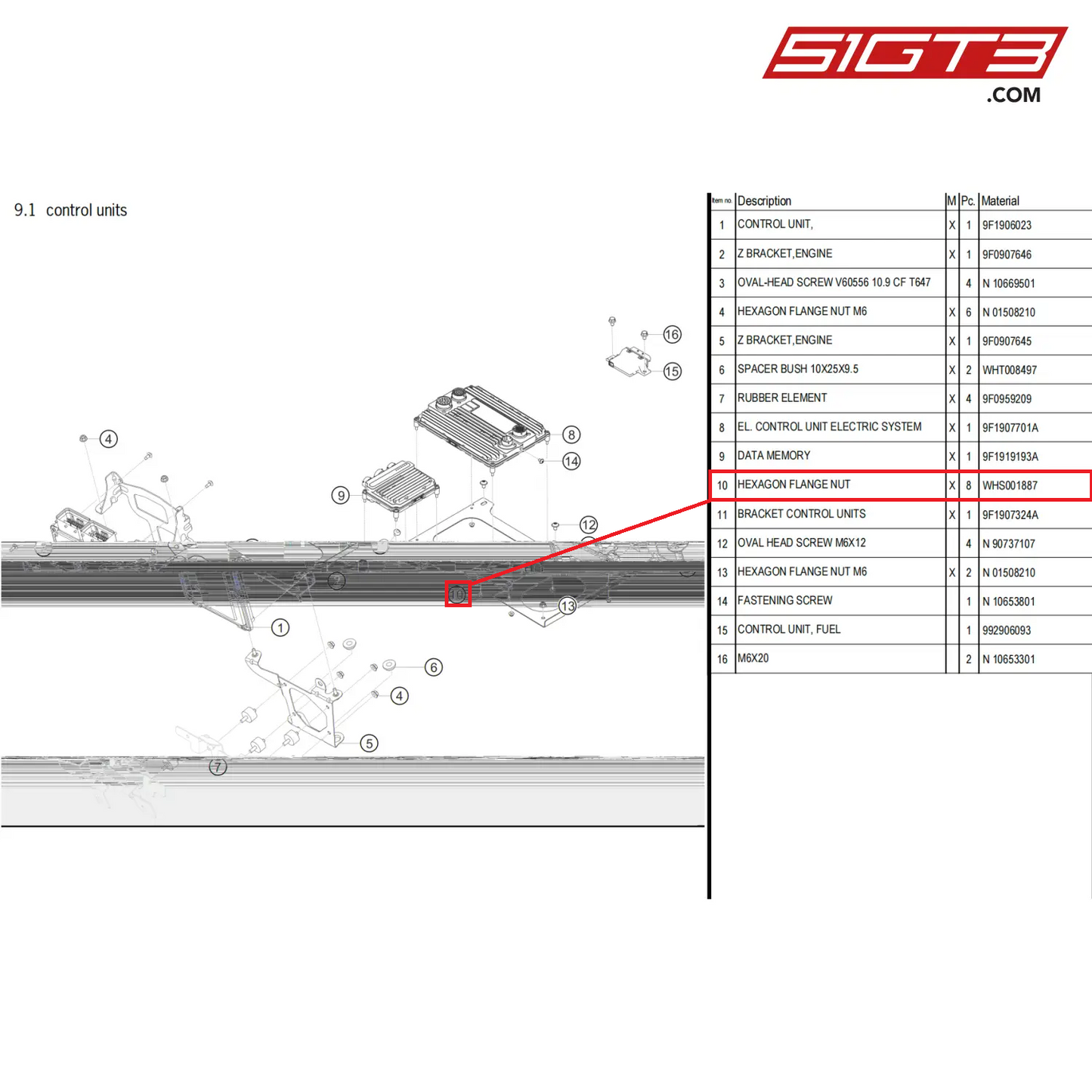 HEXAGON FLANGE NUT - WHS001887 [PORSCHE 911 GT3 Cup Type 992]