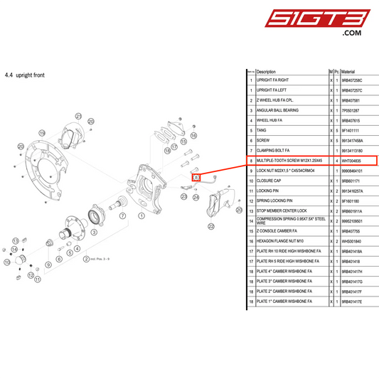 MULTIPLE-TOOTH SCREW M12X1.25X45 - WHT004835 [PORSCHE 992.1 GT3 R]