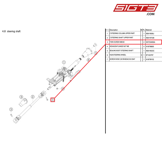 TORX SCREW M8X30 - WHT004955A [PORSCHE 992.1 GT3 Cup]
