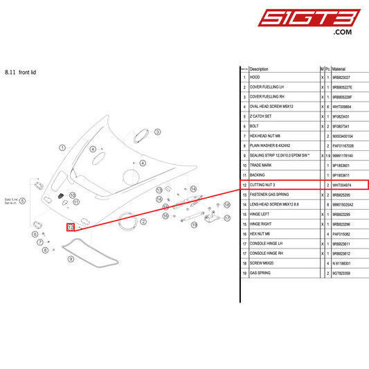 CUTTING NUT 3 - WHT004974 [PORSCHE 992.1 GT3 R]