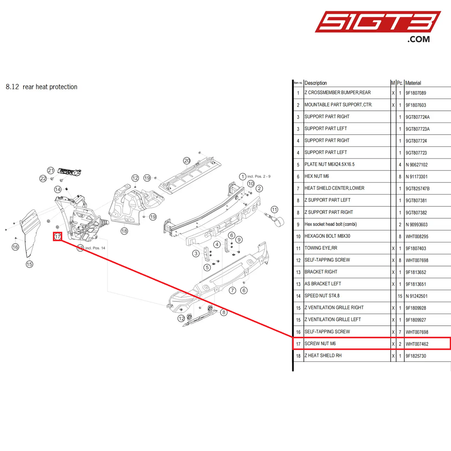 SCREW NUT M6 - WHT007462 [PORSCHE 992.1 GT3 Cup]