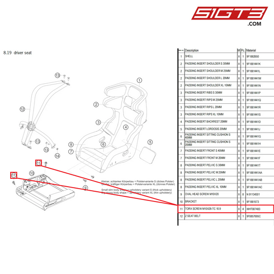 TORNILLO TORX M10X28-TC 10.9 - WHT007483 [PORSCHE 992.1 GT3 Cup]