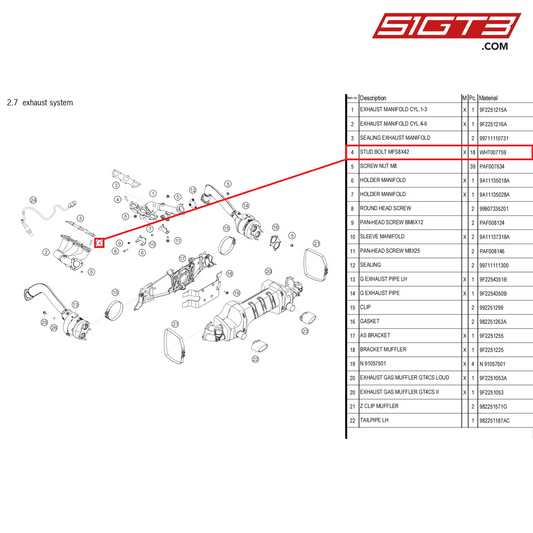 STUD BOLT MFS8X42 - WHT007759 [PORSCHE 718 Cayman GT4 Clubsport]