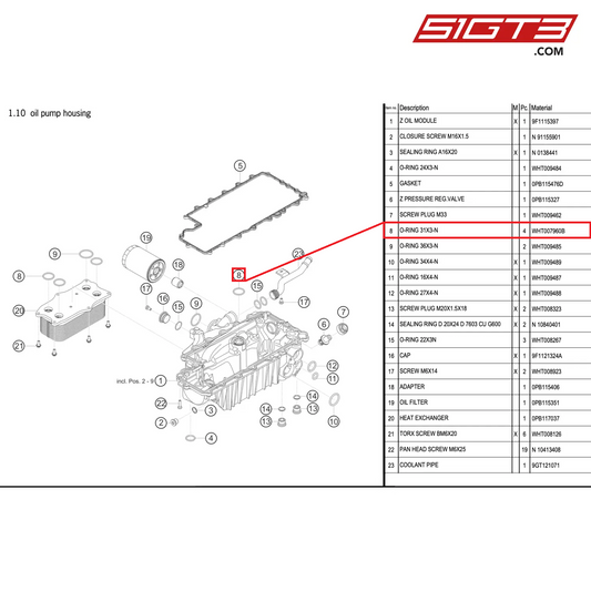 O-RING 31X3-N - WHT007960B [PORSCHE 992.1 GT3 Cup]