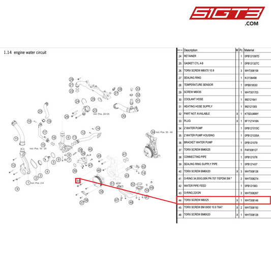 TORX SCREW M8X25 - WHT008146 [PORSCHE 992.1 GT3 Cup]