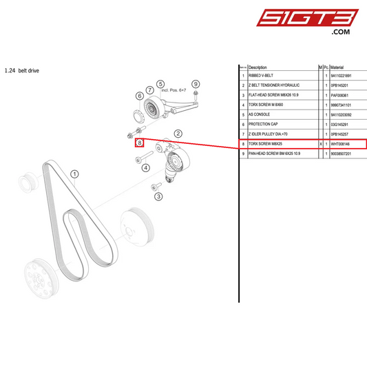 TORX SCREW M8X25 - WHT008146 [PORSCHE 991.1 GT3 Cup (2017)]