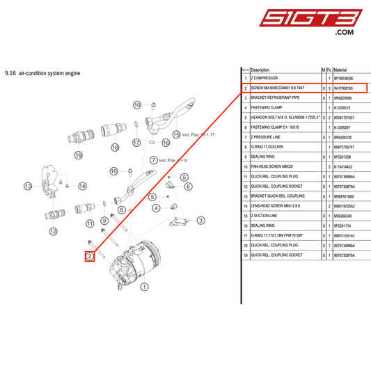 SCREW BM 8X90 D34801 8.8 T647 - WHT008155 [PORSCHE 992.1 GT3 R]