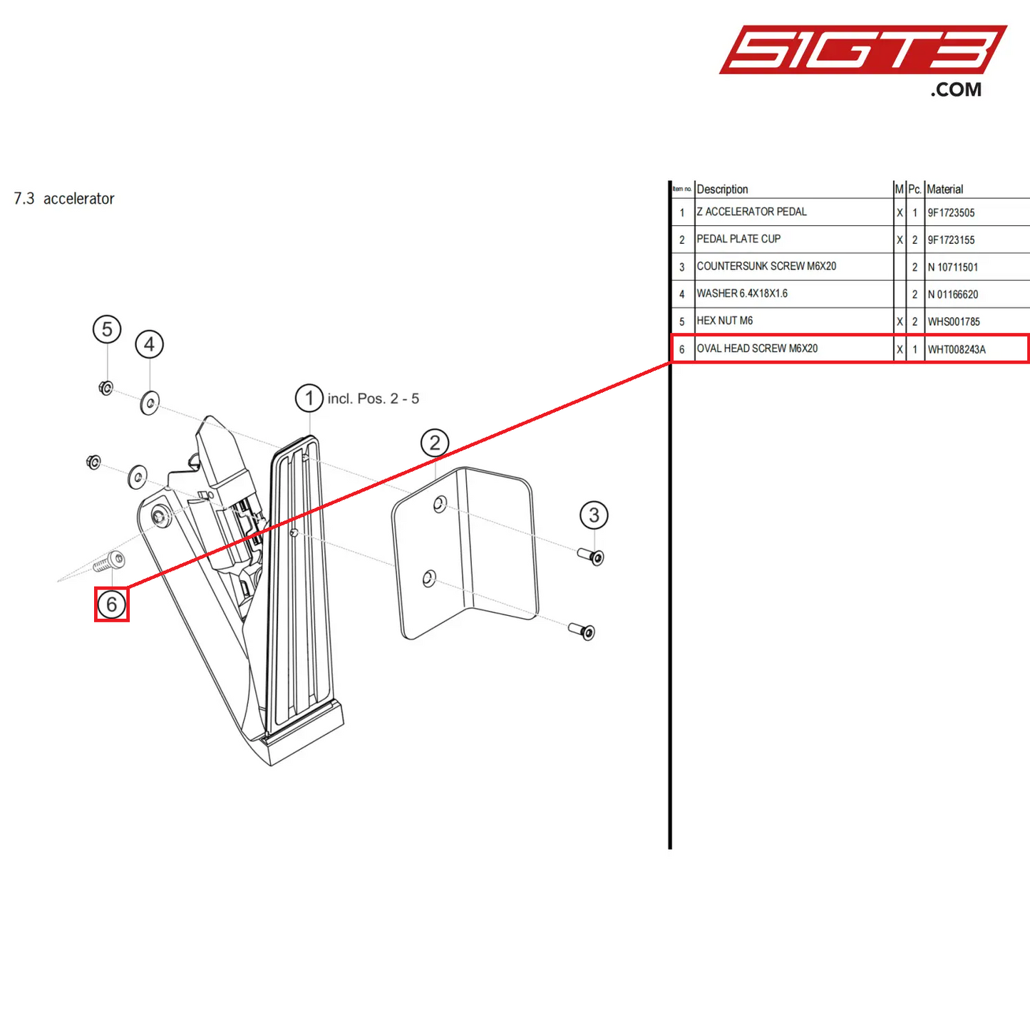 OVAL HEAD SCREW M6X20 - WHT008243A [PORSCHE 992.1 GT3 Cup]