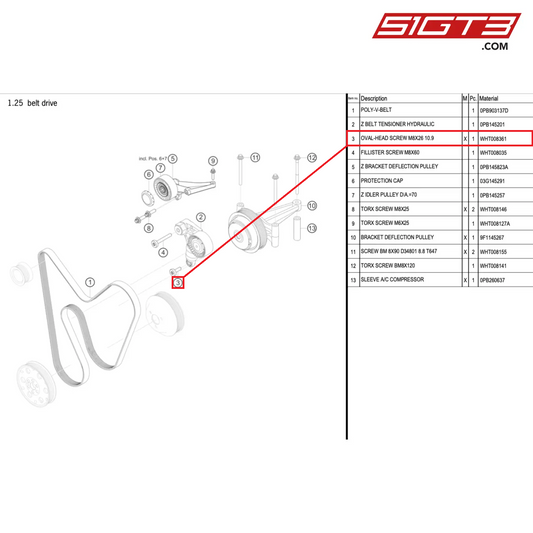 OVAL-HEAD SCREW M8X26 10.9 - WHT008361 [PORSCHE 992.1 GT3 Cup]