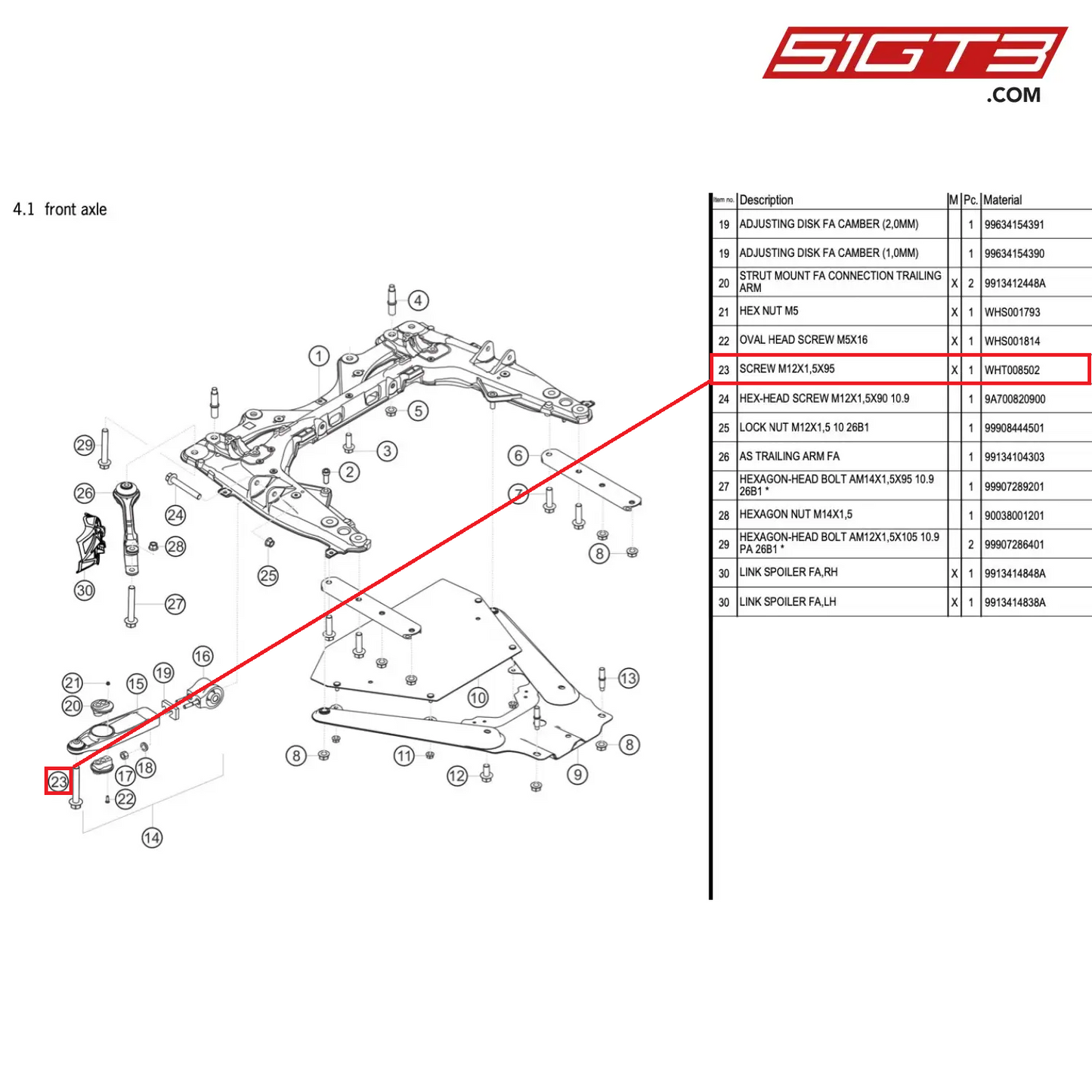 SCREW M12X1,5X95 - WHT008502 [PORSCHE 991.1 GT3 Cup (2017)]