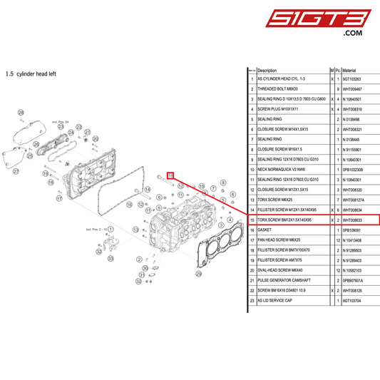 TORX SCREW BM12X1.5X140X95 - WHT008633 [PORSCHE 992.1 GT3 Cup]