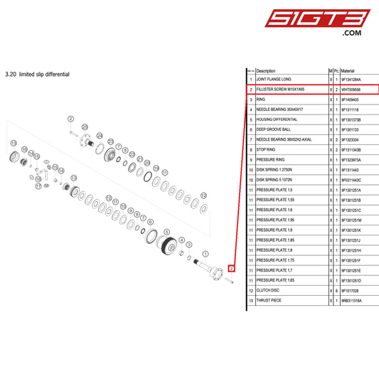 FILLISTER SCREW M10X1X65 - WHT009556 [PORSCHE 992.1 GT3 R]