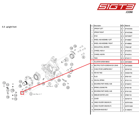 FILLISTER SCREW M8X32 - WHT009591 [PORSCHE 911 GT3 Cup Type 992]