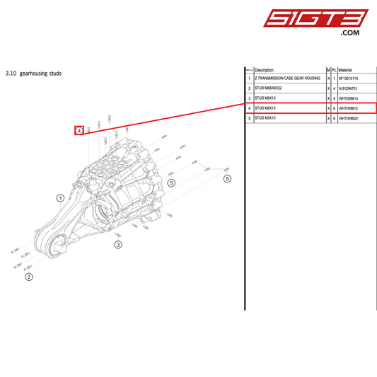 STUD M6X15 - WHT009612 [PORSCHE 992.1 GT3 Cup]