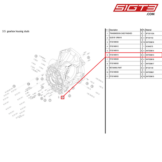 STUD M6X10 - WHT009613 [PORSCHE 992.1 GT3 Cup]