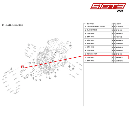 STUD M8X26 - WHT009621 [PORSCHE 992.1 GT3 Cup]