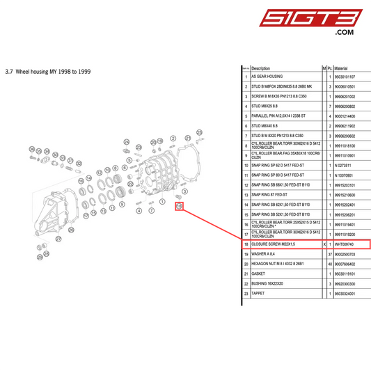 CLOSURE SCREW M22X1,5 - WHT009740 [PORSCHE 996 GT3 Cup]