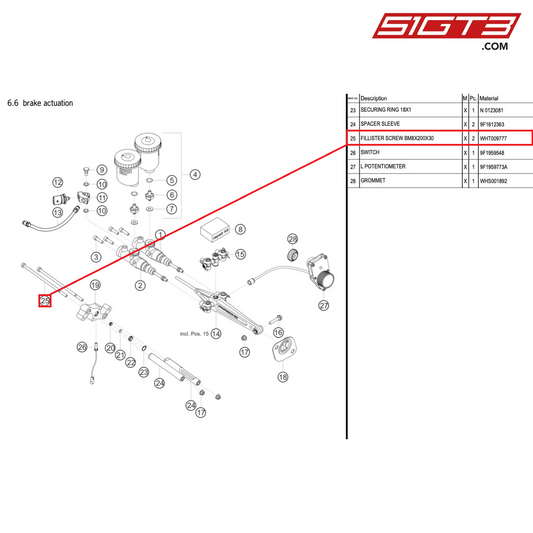 フィリスター スクリュー BM8X200X30 - WHT009777 [ポルシェ 992.1 GT3 カップ]