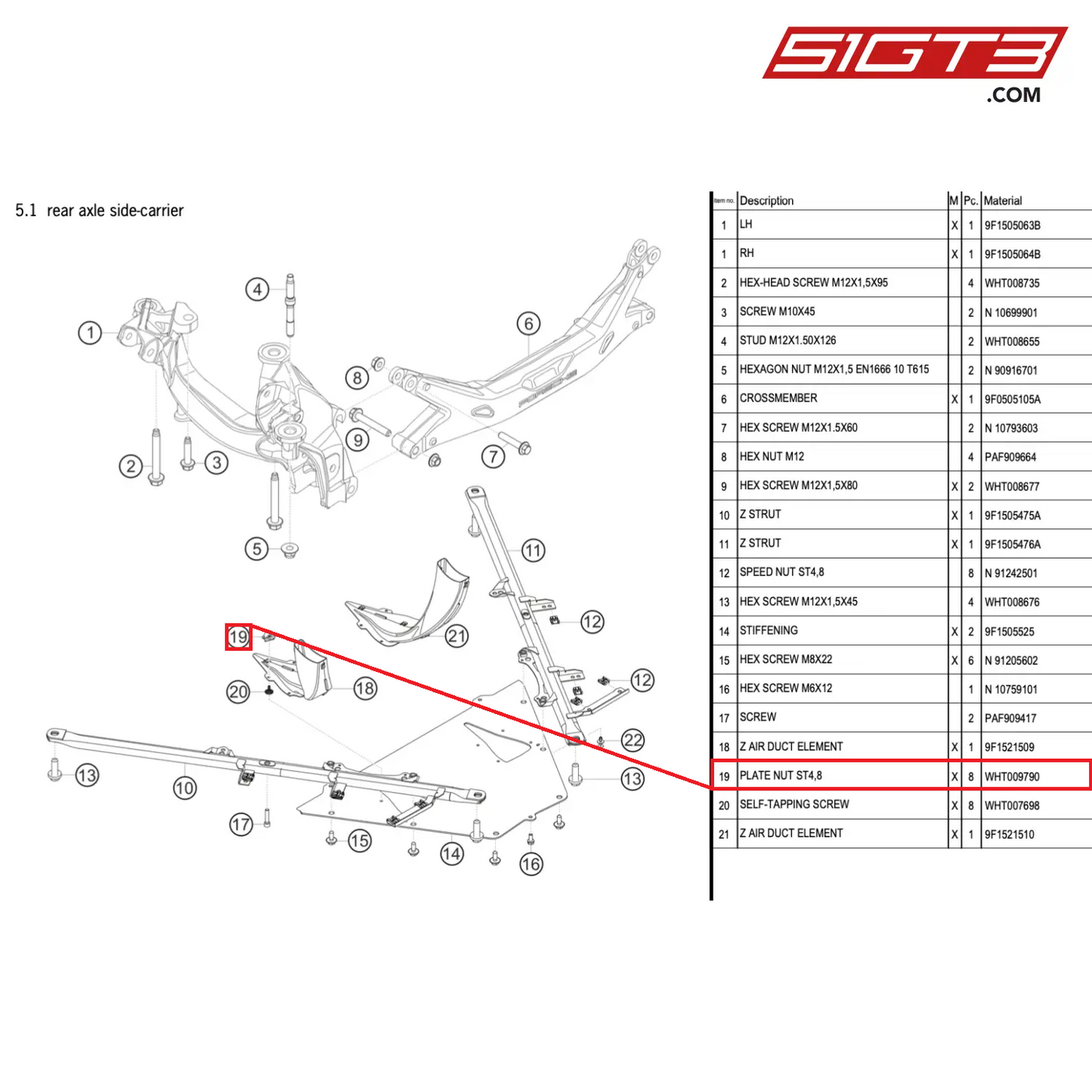 PLATE NUT ST4,8 - WHT009790 [PORSCHE 992.1 GT3 Cup]