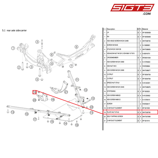 PLATE NUT ST4,8 - WHT009790 [PORSCHE 911 GT3 Cup Type 992]