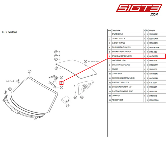 OVAL HEAD SCREW M6X16 - WHT009821 [PORSCHE 992.1 GT3 Cup]