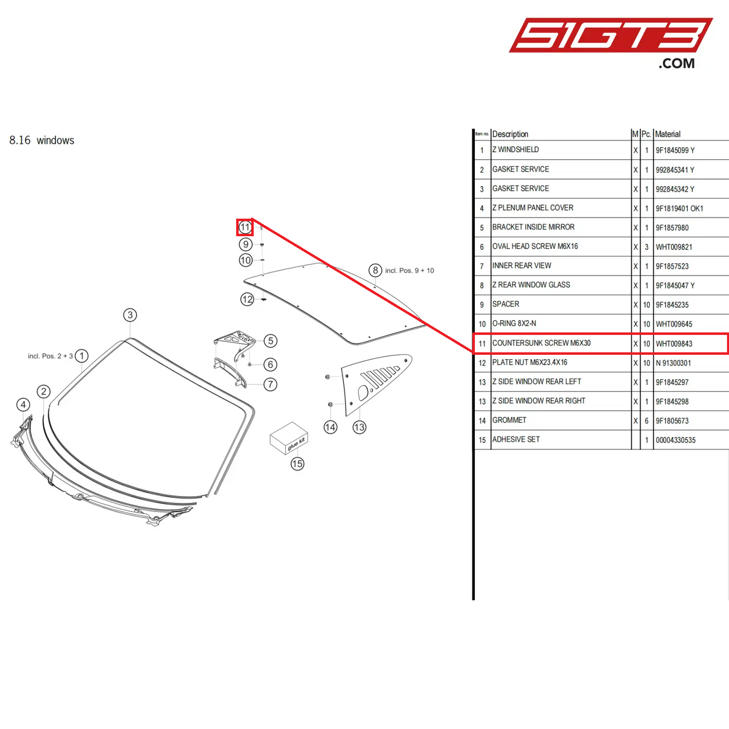 COUNTERSUNK SCREW M6X30 - WHT009843 [PORSCHE 911 GT3 Cup Type 992]