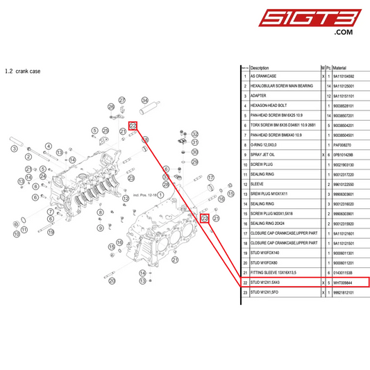 STUD M12X1.5X43 - WHT009844 [PORSCHE 991.1 GT3 Cup (2017)]