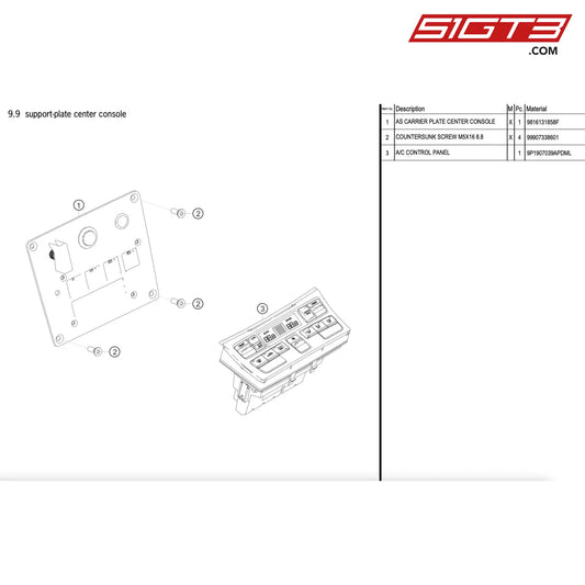 A/C Control Panel - 9P1907039Apdml [Porsche 911 Gt2 Rs Clubsport] Support-Plate Center Console