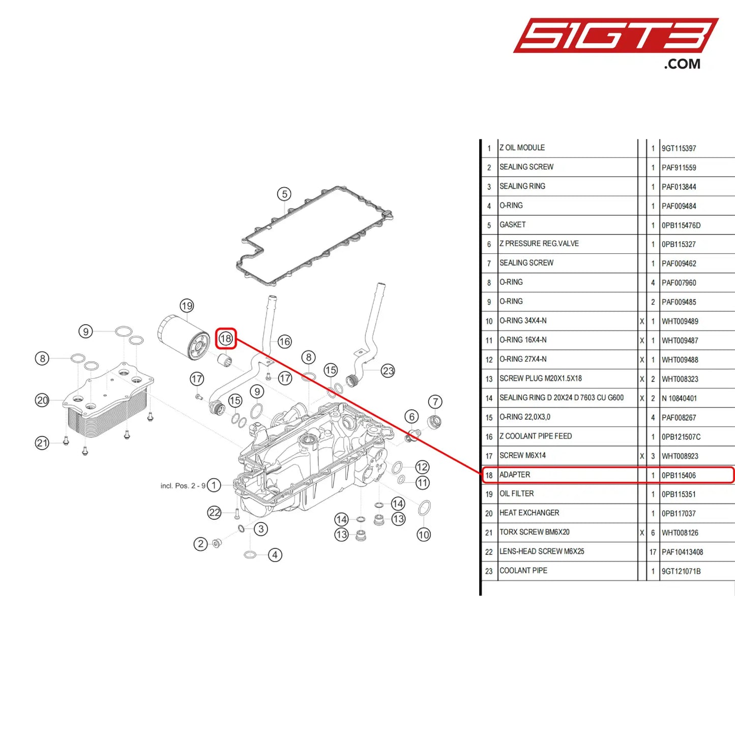 Adapter - 0Pb115406 [Porsche 718 Cayman Gt4 Rs Clubsport] Oil Pump Housing