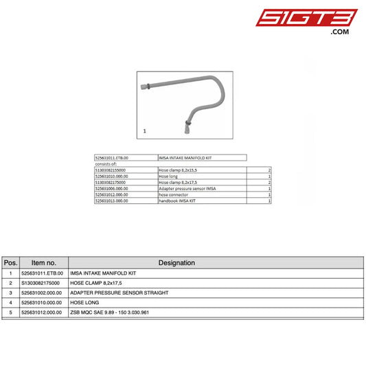 Adapter Pressure Sensor Straight - 525631002.000.00 [Mercedes-Amg Gt4] Se Imsa Intake Manifold