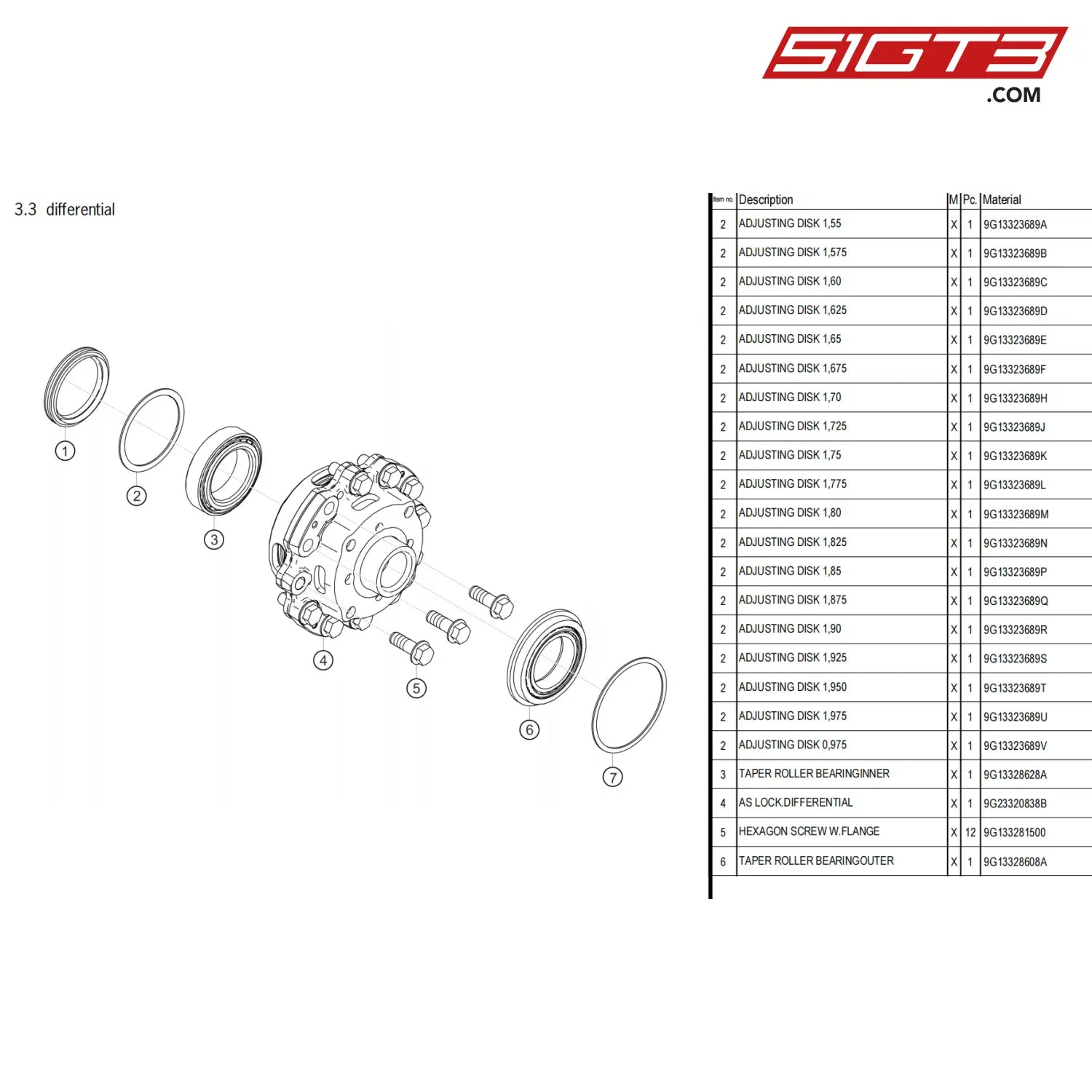 Adjusting Disk 1 625 - 9G13323668V [Porsche 718 Cayman Gt4 Clubsport] Differential