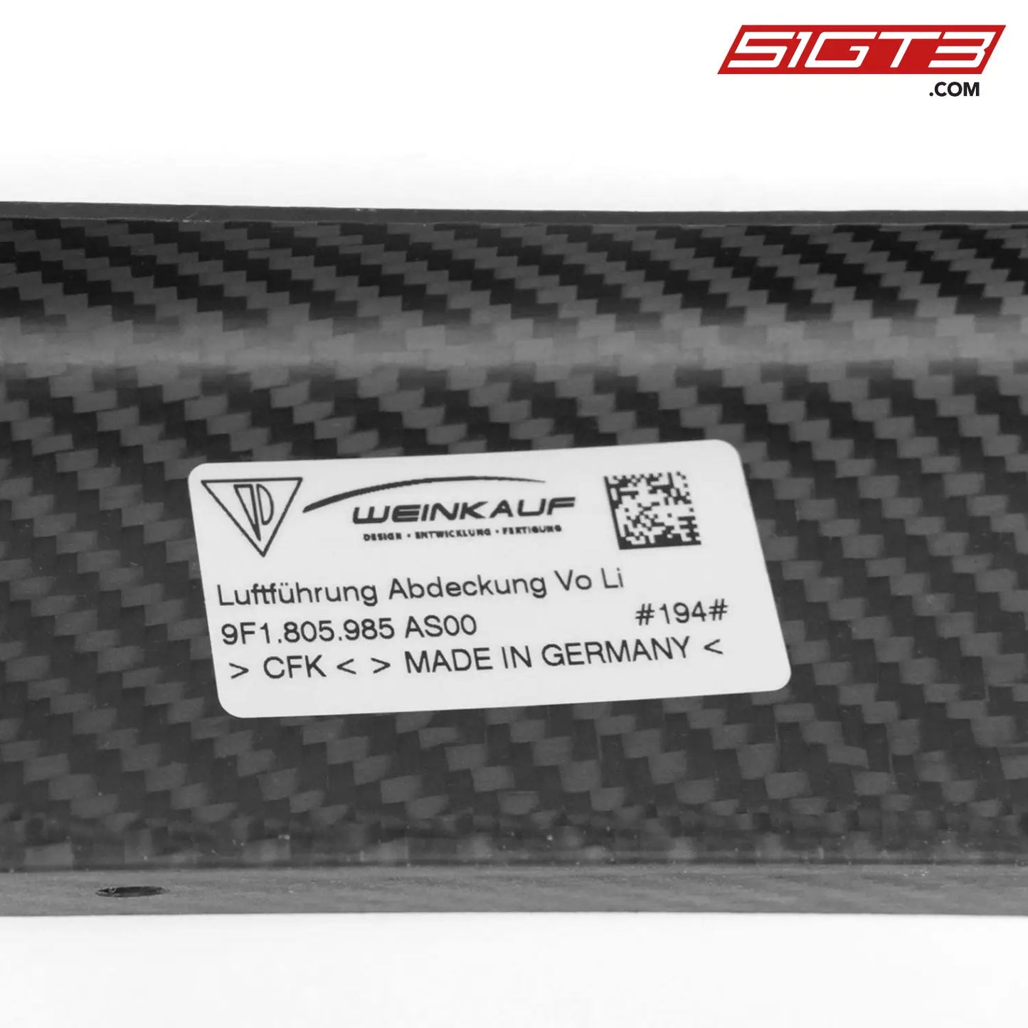 Air Duct Element Covering Front - 9F1805985 [Porsche 911 Gt3 Cup Type 992 (Gen 1)] Option Long