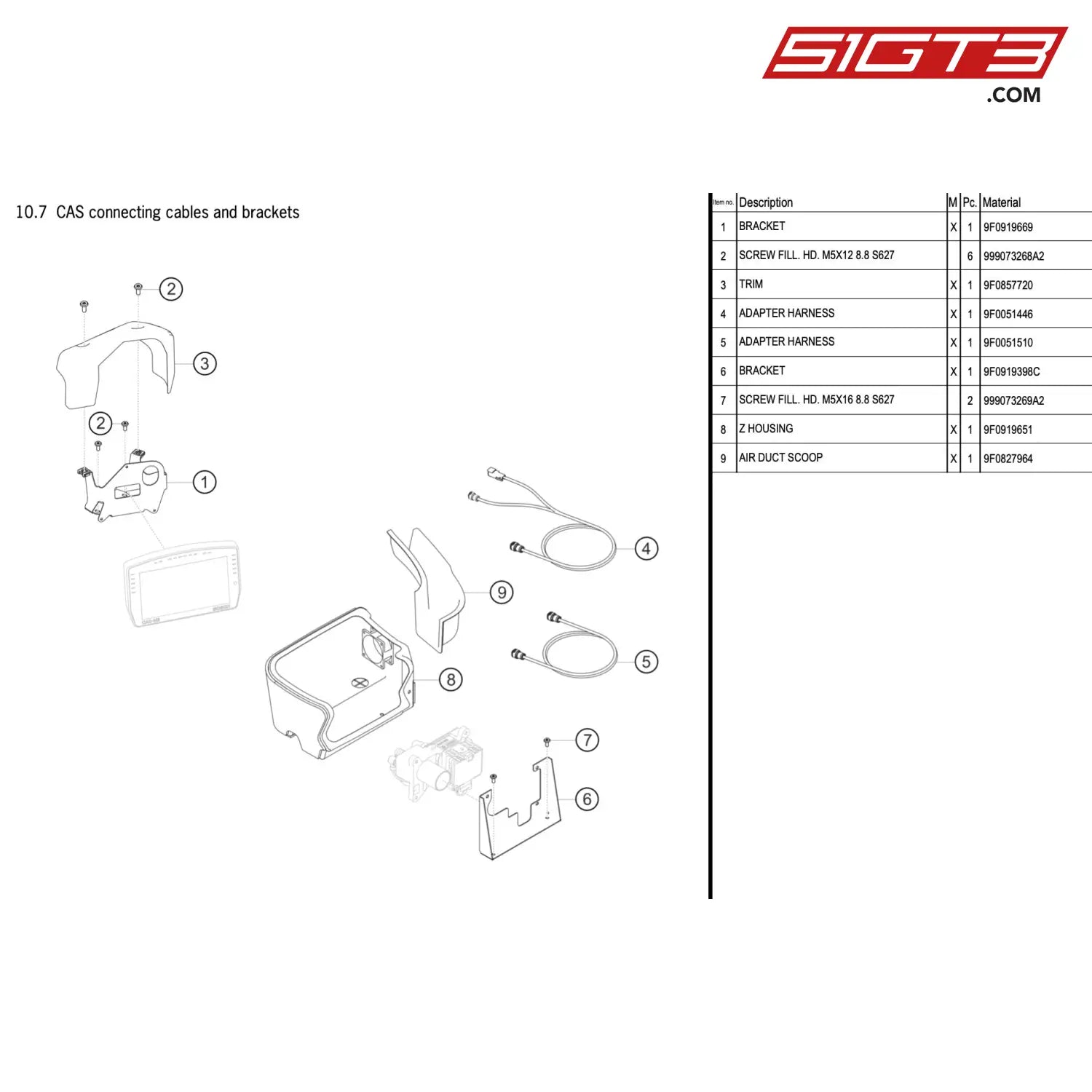 Air Duct Scoop - 9F0827964 [Porsche 911 Gt3 R Type 991 (Gen 2)] Cas Connecting Cables And Brackets