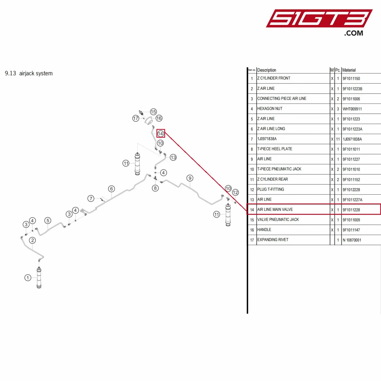 AIR LINE MAIN VALVE - 9F1011228 [PORSCHE 911 GT3 Cup Type 992]