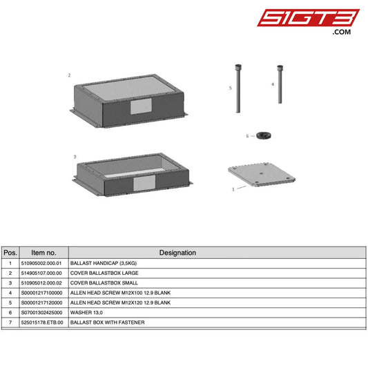 Allen Head Screw M12X100 12.9 Blank - S00001217100000 [Mercedes-Amg Gt4] Ballast Tray