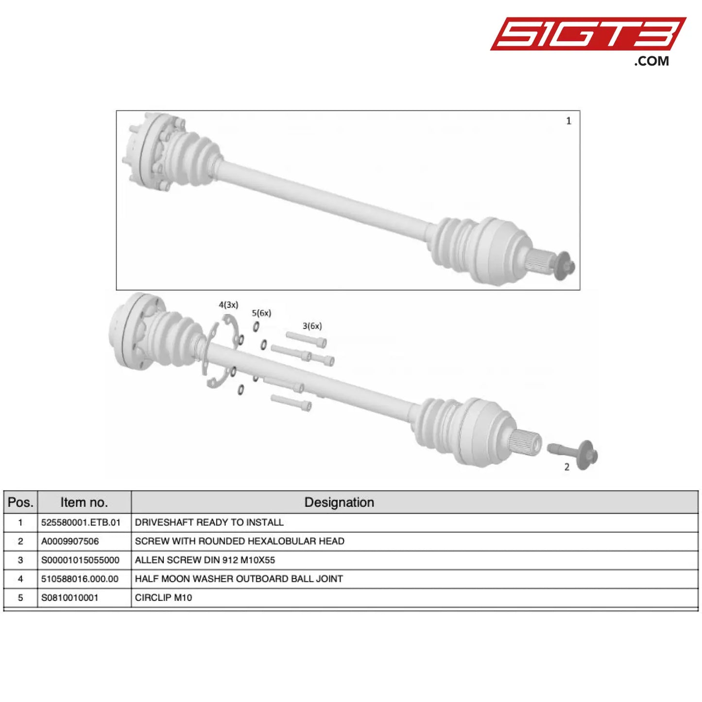 Allen Screw Din 912 M10X55 - S00001015055000 [Mercedes-Amg Gt4] Drive Shafts