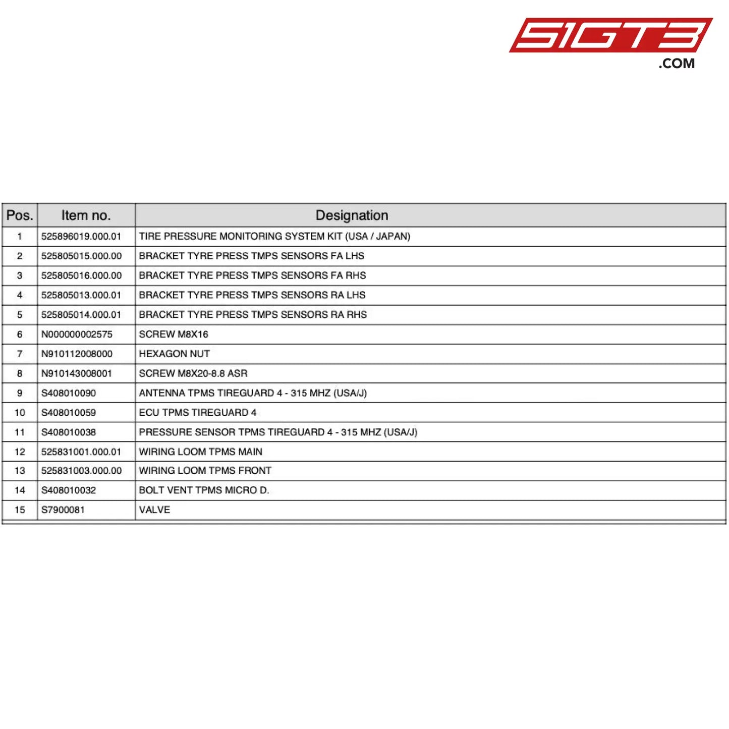 Antenna Tpms Tireguard 4- 315 Mhz (Usa/J) - S408010090 [Mercedes-Amg Gt4] Se Tire Pressure