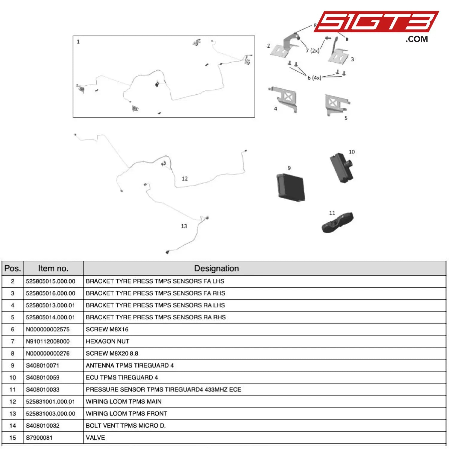 Antenna Tpms Tireguard 4 - S408010071 [Mercedes-Amg Gt4] Se Tire Pressure Monitoring System Europe /