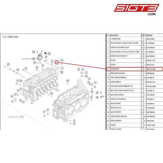 As Bracket - 0Pb131528B [Porsche 718 Cayman Gt4 Rs Clubsport] Crank Case