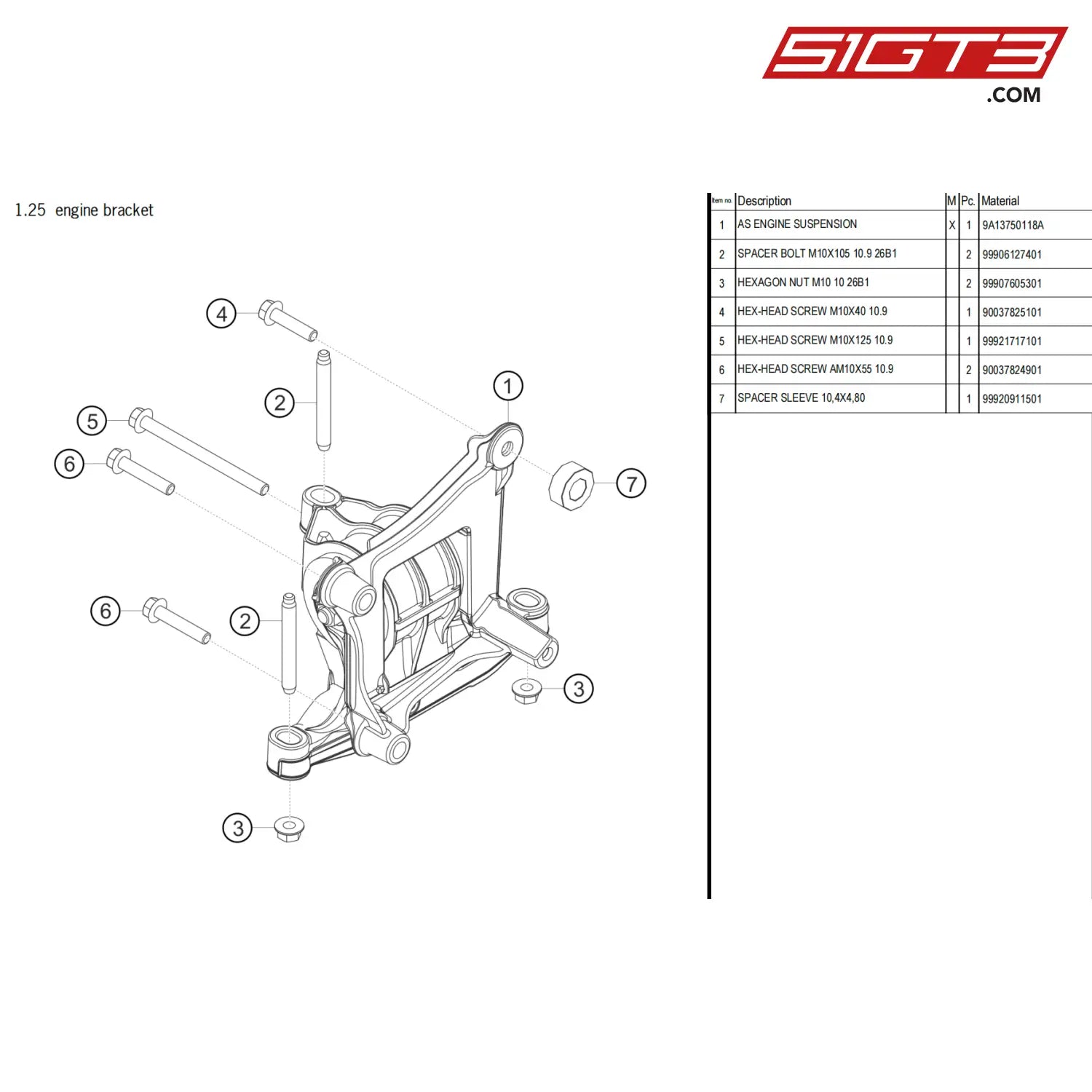 As Engine Suspension - 9A13750118A [Porsche 718 Cayman Gt4 Clubsport] Engine Bracket